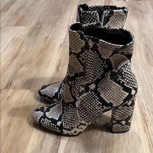 Aldo Black and Cream Snakeskin Ankle Boots